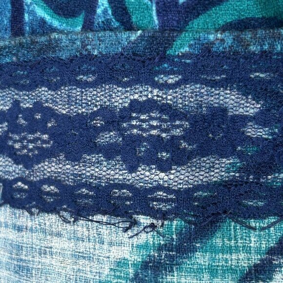 Kiyomi of Hawaii Iolani Vintage Hawaiian Blue Leaf Print Barkcloth Maxi Dress - Picture 4 of 9